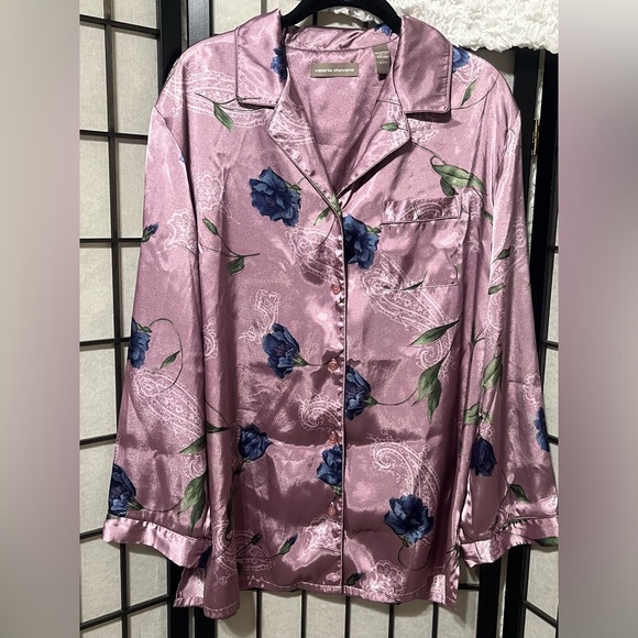 Valerie Stevens Lavender PAJAMA SET, FLORAL PRINT,LUXURIOUS, WOMENS SIZE L1